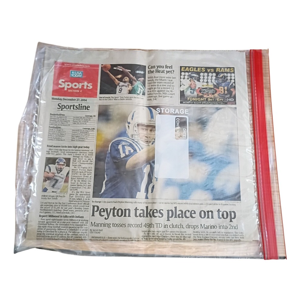 Vintage Newspaper Lot Peyton Manning 49th TD 2004 & Princess Diana Death 1997